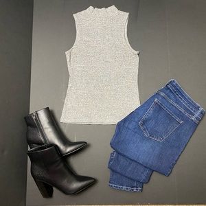 Mock gray sleeveless turtle neck top
